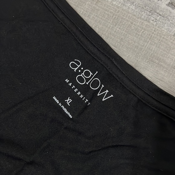 NWT a:glow Maternity Long Sleeve Tee Black & Gold Ruched at Hips Stretch Soft XL - Picture 4 of 9